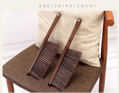2PCS Hand Broom Cleaning Brushes-Soft Bristles Dusting Brush for Cleaning Car/Bed/Couch/Draft/Garden/Furniture/Clothes,Wooden Handle(Brown) - color: Brown
