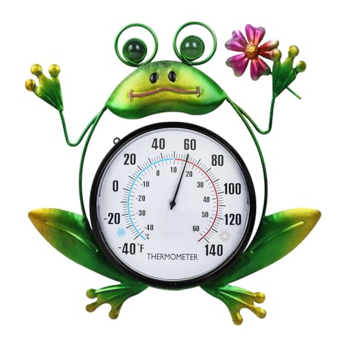 Indoor Outdoor Thermometer, Frog Wall-Mounted Thermometer | No Batteries Required, Decorative for Patio, Living Room, Garden Greenhouse, Wine Cellar - style: Frog-Shape