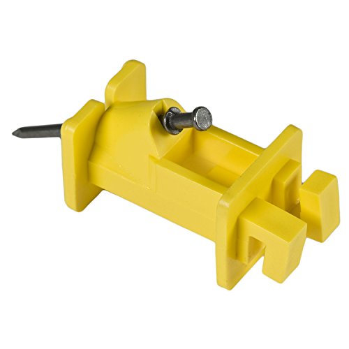 Zareba Slant Nail Insulator for Electric Fencing, 250 Pack - IWNY-Z, Yellow - Use with High-Tensile Steel and Aluminum Wire, Polywire, Polyrope Electric Fences - Nails Included - 25 Insulators - size: 25 Pack
