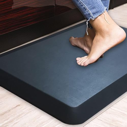 1" Extra Thick Kitchen Floor Mat Anti Fatigue Rug Standing Desk Mats | High-density foam with wear-resistant leather surface, designed specifically for long-lasting comfort, Black - color: Black 2, size: 30"L x 20"W x 1"Th