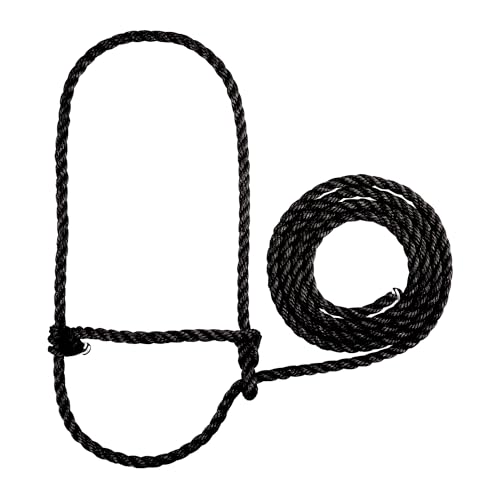 Weaver Livestock Braided Poly Rope Cattle Halter, Adjustable, Modern Style Cow Calf Halter, Livestock Handling Equipment for Showing, Black - color: Black, size: One Size