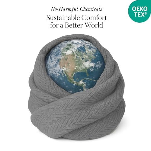 Threadmill Luxury 100% Cotton Queen Herringbone Blanket, Dark Grey | All-Season Thermal Blanket, Soft & Breathable, Cozy Moisture-Wicking, OEKO-TEX Certified, Machine Washable, 90x92 in - color: Dark Grey, size: Queen (90" x 92")