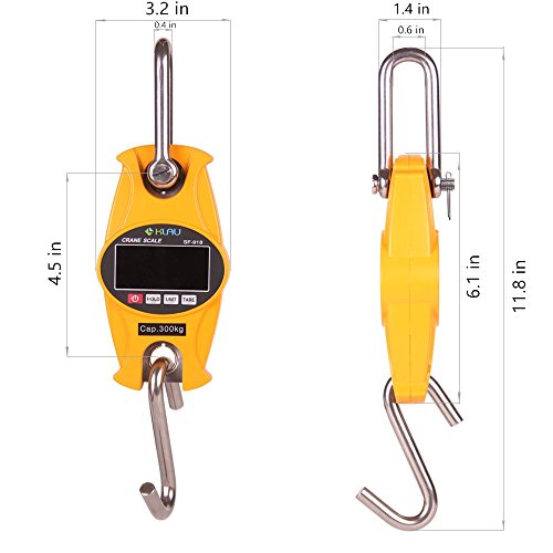 Klau SF-918 Digital Hanging Crane Scale, Yellow, 300 Kg / 600 lb | Heavy Duty, For Home Farm Hunting - color: Yellow