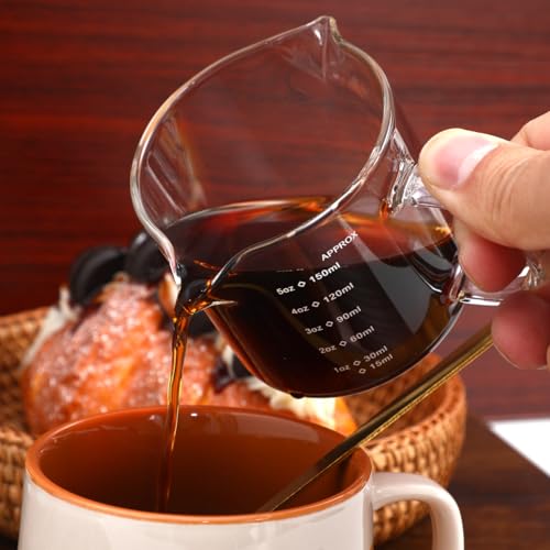 Yardwe Transparent Milk Pitcher 5 Oz Measuring Cup with Spout Household Creamer Pitcher for Coffee Milk Pudding and Ice 3.93 X 2.75 X 2.55 in