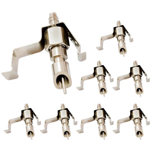 8pcs Stainless Steel Rabbit Watering Nipples Metal with Cage Clips Rabbit Water Nipples Dispenser Hamster Waterer Automatic Watering System - color: Metal