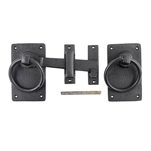 Renovators Supply Manufacturing Door Lock Latch 6.5 in. Black Wrought Iron Gate Latch Garage Barn Door Lock with Mounting Hardware - color: Black 6.5", size: Pack of 1