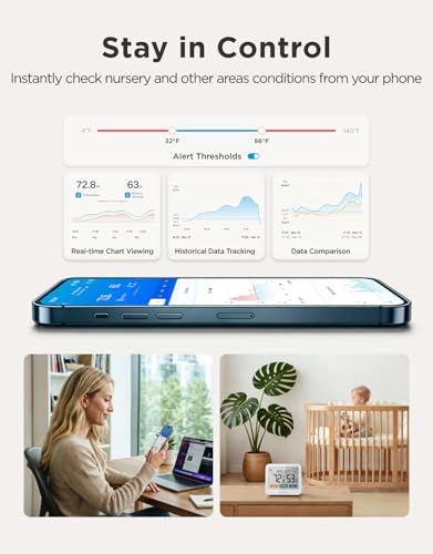 GoveeLife WiFi Thermometer Hygrometer 5-in-1, Large LCD 3-Pack with Gateway | Temperature and humidity monitor with weather station, remote sensor, indoor thermometer for home baby room greenhouse - style: Sub-1G Gateway+3 Pack