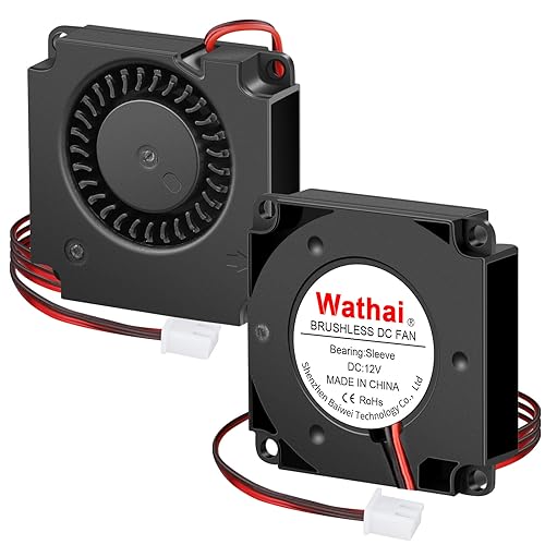 Wathai 4010 40mm Blower Fan 12v Centrifugal Fan for DIY 3D Printer Cool | 2pcs 12V Small DC Blower Fan 2pin for DIY Cooling - size: 40x10mm (12V Sleeve)