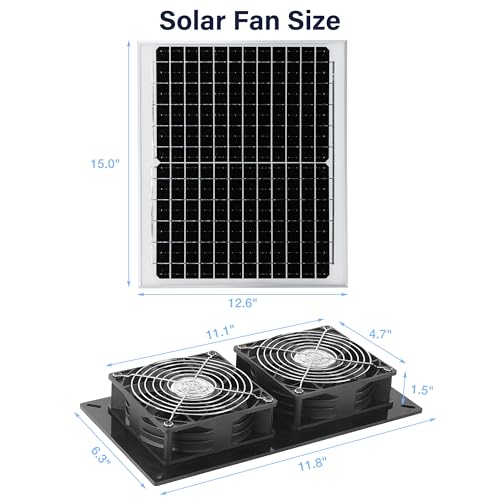 Fanspex Solar 2 Fan Kit Waterproofed for Chicken Coop, Greenhouse & Shed | High Velocity Solar Powered Fans for Outdoor Intake or Exhaust Air - size: 2 Fan Kit