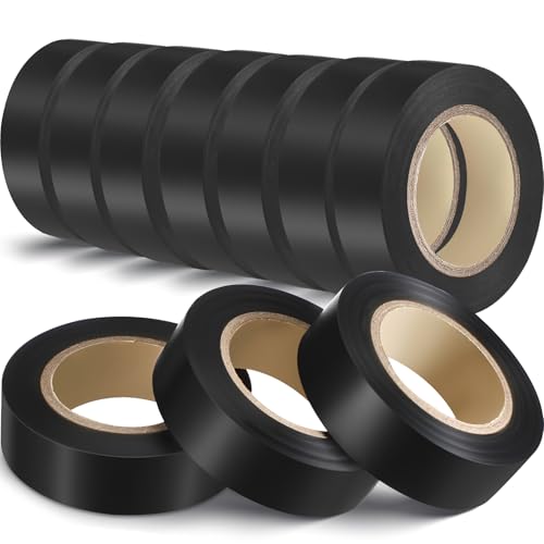 Frienda 10 Pack Black Electrical Tape 3/4 in x 66ft Waterproof High Temperature Resistance Electric and Wire Tape Under 600v Home Outdoor Multipurpose Insulating Wire Wrapping