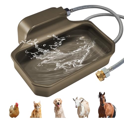 PETTEN Auto Fill Dog Water Bowl, Outdoor 1Gal/3.75L Automatic Dispenser | Auto-refill float valve,no electricity.3.75L for dogs/cats&livestock.3/4"GHT hose connection.Food-grade HDPE,durable - color: Brown