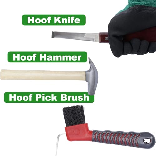 lukar 12PCS Horse Farrier Tools Kit Hoof Trimming Tools with Handbag | Horse Hoof Nipper, Hoof Cutting Pliers, Hoof Nail Clincher, Trimmers Shear, Hoof Hammer, Hoof Knife, Rasp File, Brush, Gloves