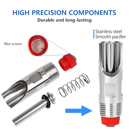 Pig Waterer Nipple 5 PCS Automatic Pig Nipple Drinkers with 5 Pcs Brass Water Tank Connector 1Pcs Hole Opener Pig Waterer Feeder Systems Kit for Hog Pig Goats Swine Piglets Drinking