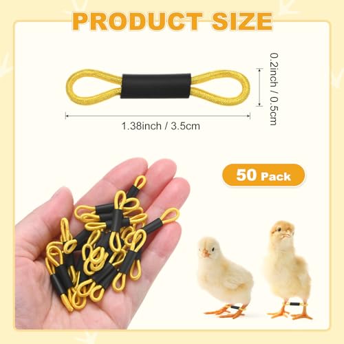M METERXITY 50-Pack Adjustable Chick Leg Bands, 1.38" x 0.2" Polyester Chicken Leg Brace for Chicks/Ducks/Birds [Yellow] Poultry Leg Bands - color: Yellow