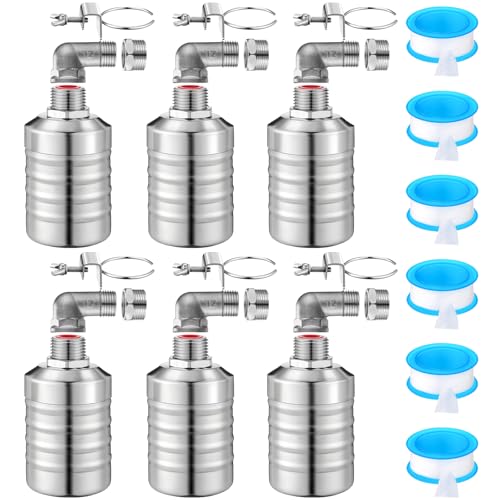 MorningRo 6 Pack Water Float Valve 1/2" to 3/4'' Auto Shut off Water Tank Float Valve 304 Stainless Steel Fully Automatic Level Control for Pool, Livestock Troughs (Classic Style) - style: Classic Style