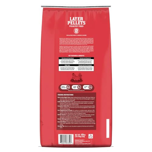 Layer Pellet Chicken Feed, 16% Protein Poultry Feed for Laying Hens, Supports Egg Production, Strong Eggshells & Calcium Absorption with Vitamin D3, Made in USA, 80 lbs - size: 80lb (Pack of 1), style: Layer Pellets