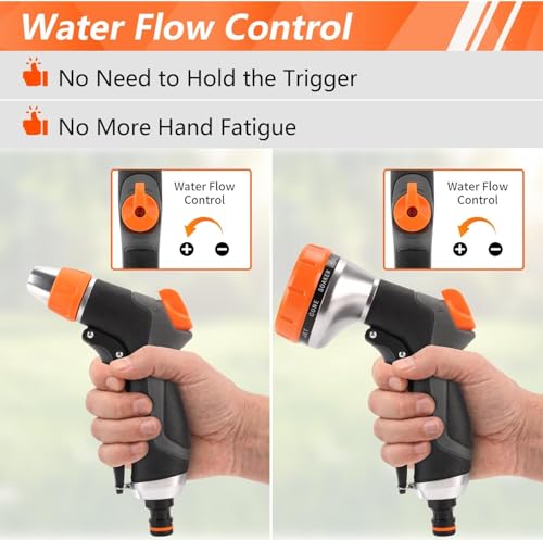 2 Pack Garden Hose Nozzle High Pressure 10 & 2 Water Hose Nozzle | Rust-Proof Thumb Flow Control, Leak-Proof 3/4" NH Fitting, Ideal for Car Washing, Lawn Watering, Garden Care & Patio Cleaning
