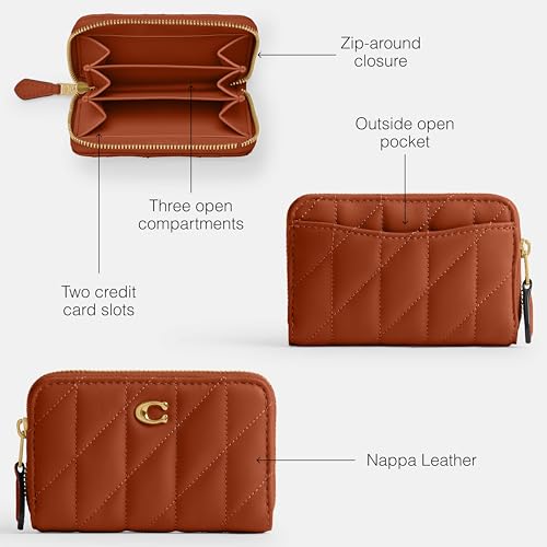 Coach Small Zip Around Card Case - color: Amber Brown, size: One Size