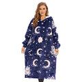 THREE POODLE Wearable Blanket Hoodie, Glow in The Dark Oversized Hoodie Blanket, Sherpa Hooded Blanket Sweatshirt for Adults Women Men Kids, Cozy Gifts - color: Luminous Blue Star, size: Adult-Extra Long