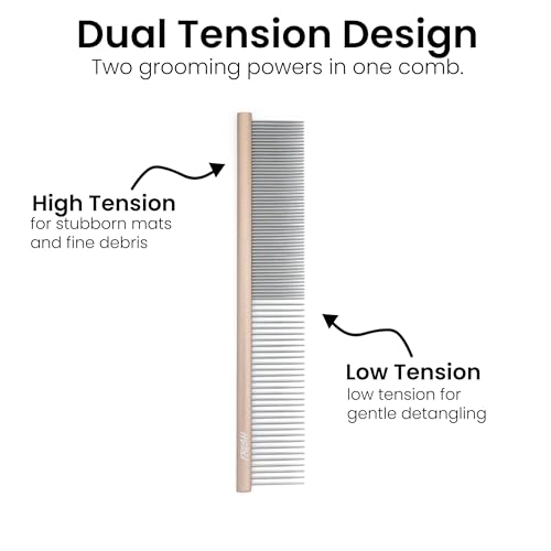 Fresh Ultra Half & Half XL Metal Pet Comb, Oval Aluminum Handle, Metal Grooming Comb for Dogs, 9.75" - style: Ultra Half & Half XL