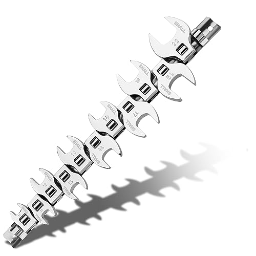SHALL 3/8" Crows Foot Wrench Set, 11-Piece Metric Crowfoot Wrench Set with Clip-on Organizer, 10-22mm, Tools for Mechanics, Access Fasteners in Tight Spaces - size: 10 - 22 mm