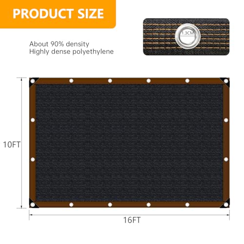 Shade-Cloth 85-90% for Garden Greenhouse Plants 10x16 FT, Black Sun-Block Shade Cover Mesh Tarp with Grommets Sun Shade Canopy for Outdoor Pergola Patio Flower Lawn Kennel Chicken Coop - size: 10x16 FT