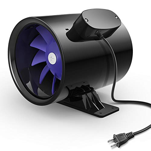 iPower 6 Inch 300 CFM Ventilation Booster Fan with Grounded Power Cord, Quiet Inline Duct Exhaust Blower for HVAC in Grow Tent, Basements, Bathrooms, Black - size: 6'' Fan