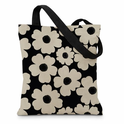 Vintage Floral Canvas Tote Bag, Aesthetic Botanical Reusable Grocery Bags for Women, Elegant Floral Lover Gift Tote - color: Color31