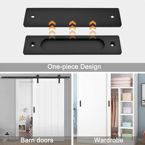 MOROBOR Rectangular Recessed Sliding Door Pulls, 2pcs Matte Black Flush Pull Aluminum Alloy Closet Doors Finger Pulls with Screws for Sliding Barn Door - color: Matte Black