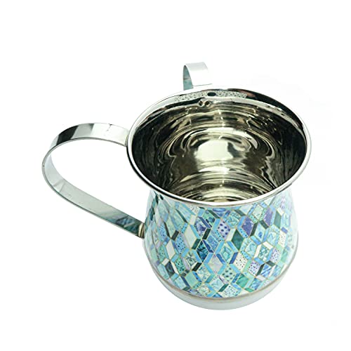 EMANUEL Yair Printed Aluminum Hand Washing Cup for Netilat Yadayim (Geometric NY-4) - color: Geometric NY-4