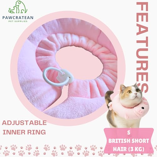 Adjustable Comfy Flower Style Elizabeth Collar for Cats Puppies Soft Recovery Cone Pet Protective Neck Collar (Pink Pig (Open Ring), Small) - color: Pink Pig (Open Ring), size: Small