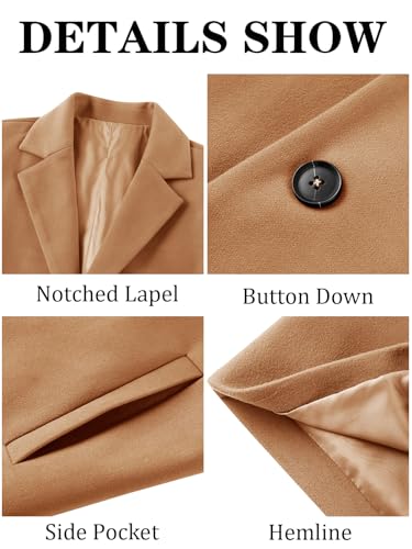 PASLTER Mens Trench Coat Slim Fit Mid Length Pea Coat Winter Overcoat | Notched Collar,Single Breasted,Warm Peacoat Jacket,Soft Mens Dress Coat,Fall Winter Mens Trench Coat Long - color: Khaki, size: Large