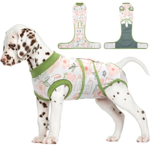 Surgery Suit for Dogs Female After Spayed, Soft Onesie for Surgery | Cone Alternative after Surgery, Dog Wound Cover Spay Suit Prevent Licking, Female Dog Onesie for Heat Cycle, Rabbit Flower XS - color: Rabbit Flower, size: Xs(back:8.3-11.4in,wt:4-7lbs)