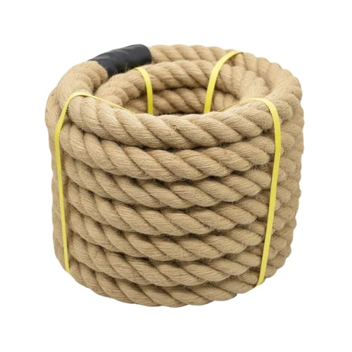 1 1/2 Inch x 50ft Jute Rope Natural Thick Heavy Hemp Rope Nautical Ropes Twisted Manila Rope for Crafts, Climbing, Bundling,Anchor, Hammock, Nautical, Cat Scratching Post, Tug of War, Decorate - size: 1 1/2 Inch x 50 Feet