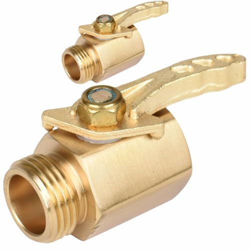 2Pack- High Flow Heavy Duty Brass Garden Hose Shut Off Valve, Garden Hose Connector Adapter Fittings - style: Brass 2Way-2Pack
