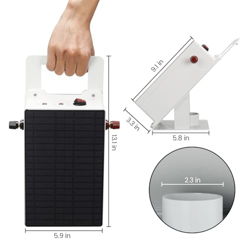 Solar Fence Charger - Briidea Solar Electric Fence Energizer for Up to 5.6 Miles, 0.3 Joules, IP66 Waterproof for Livestock, Gardens, Pastures & Wildlife Control, Energy Saving Design - color: 0.3 Joules with handle