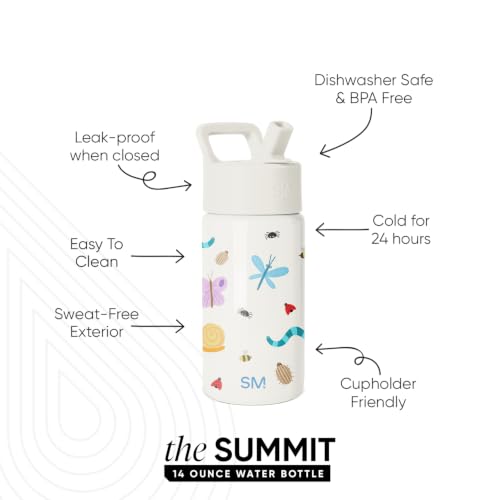 Simple Modern Kids Water Bottle & Toddler Cup | 14oz | Cute Critters | Insulated Stainless Steel Toddler Water Bottle, Kids Tumbler with Straw | Spill Proof for School, Girls, Boys | Cute Critters - color: -Cute Critters, size: 14 Ounces