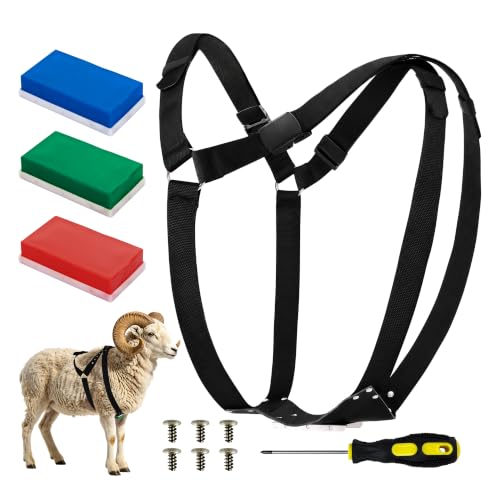 Ram Breeding Marking Harness for Sheep & Goat, 3 Pack Mating Crayon Block | Marker with Heavy-Duty Nylon Adjustable Straps, Heat Detection & Mating Record Tool, Farm Livestock Breeding Equipment - color: 3 Colors(Blue+Green+Red)
