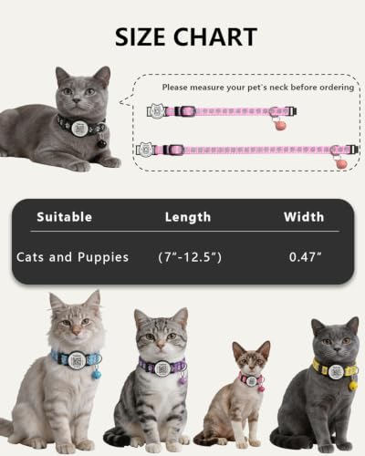 Smart QR Code Cat Collar 2-Pack: Your Cat's Digital Safety Profile, Breakaway Reflective Collar with Instant Email Alert When Scanned (Pink & Purple A) - color: Paw pattern - Pink & Purple
