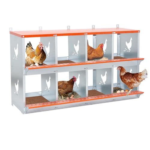8 Compartment Galvanized Steel Nesting Box Wall Mount | Galvanized Steel Rustproof & Weather Resistant|Vented Design Keeps Interior Dry & Odor Free|Tool-Free Assembly - size: 42.5"L x 17.0"W x 25.0"H