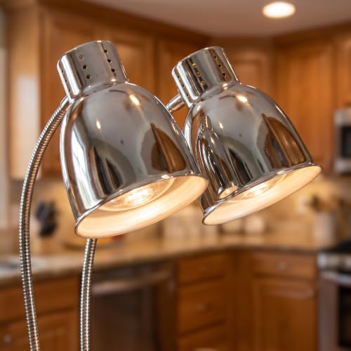 Food Heat Lamps with Dual 250w Bulbs Food Warmer Lights Food Heating Warmer Lamp Restaurant Kitchen Buffet Warmer Table (Double Head)