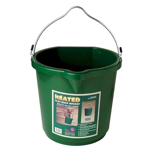 Farm Innovators 2 Pack Heated Water Bucket, 120W Heating Power - Flat Back 5 Gallon Plastic Bucket with Cord Storage for Livestock Watering & Feeding