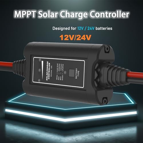 Solar Battery Charger Maintainer,Dump Trailer Battery Charger, Battery Maintainer,Trailer Charger, 10W Solar Panel Kit, MPPT Charge Controller, for 12V /24V Gel AGM Lead-Acid LiFePO4