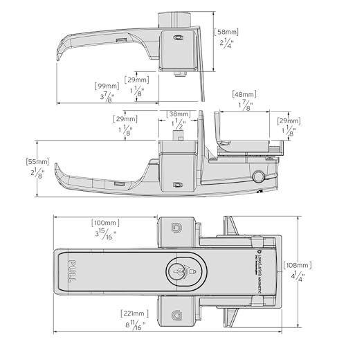 D&D LLMKDST LokkLatch Magnetic Gate Latch Dual-Sided Lockable, Brushed | Magnetic latching gate latch. Key lockable on both sides of the gate. Dual-Sided push/pull handle latch. For square post. - color: Brushed