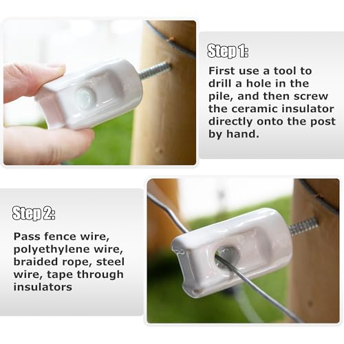 25 PCS Electric Fence Insulator Porcelain Insulator, Heavy Duty Ceramic Lag Screw Insulator Porcelain Lag Screw Insulator, Suitable for Wood Post Wire Farm Fencing Supplies - style: 25 PCS