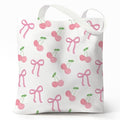 Cute Canvas Tote Bag for Women, Book Totebag with Zipper Pocket - color: Coquette Bow