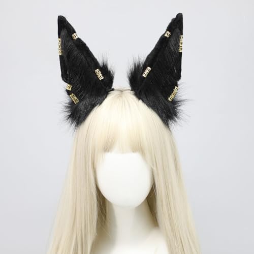 Handmade Wolf Ears Headband Fox Ear Hairband Wolf Cosplay Props - color: C Black
