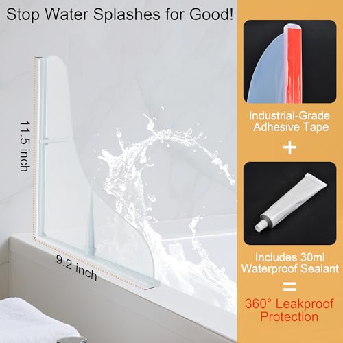 Mofason Silicone Shower Splash Guard - Splash Guard for Bathtub 2 Pack | Clear bathtub corner splash guard with adhesive; bathroom water guard for tubs, sinks, washbasin, tub splash guard shower - size: 11.5 x 9.2 inches