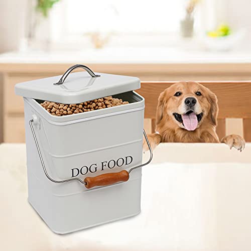 Morezi Dog Food Treat Storage Container with lid Scoop Included - Perfect Farmhouse Dog Food Bin for Kitchen Countertop, Shelf, Decoration Home - Dog Food - White - color: White Dog Food