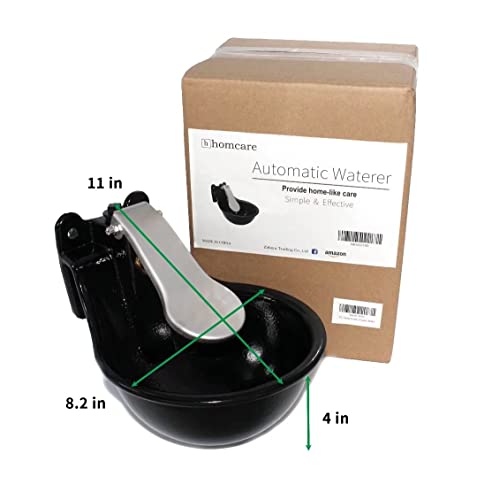 Automatic Livestock Waterer, Heavy Duty Cast Iron Water Trough with Push-Paddle for Horse, Cow, Goat, Pig,Dog, Livestock Water Bowl,1.8L Capacity